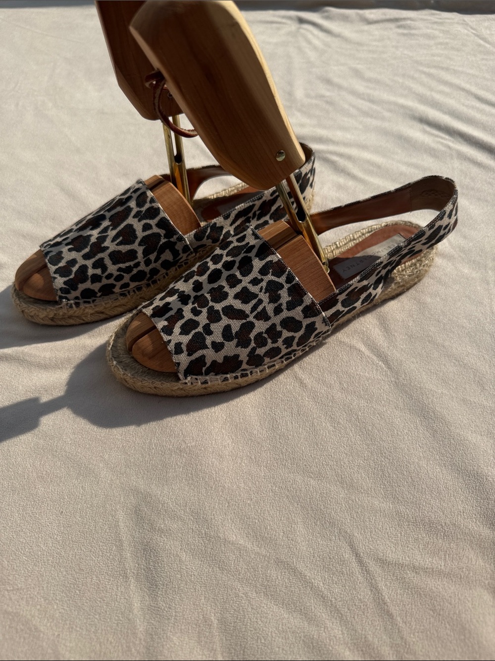 Stella McCartney Black and Cream Leopard Espadrille Slingbacks